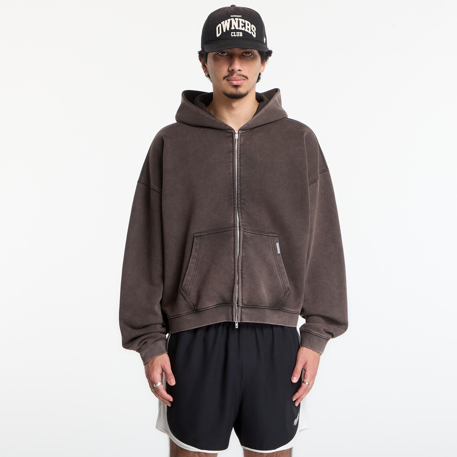 Mikina Represent Initial Boxy Zip Through Hoodie UNISEX Coffee L
