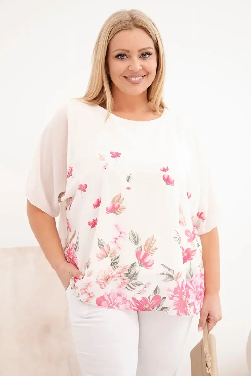 Kesi plus size blúzka s kvetinovým vzorom