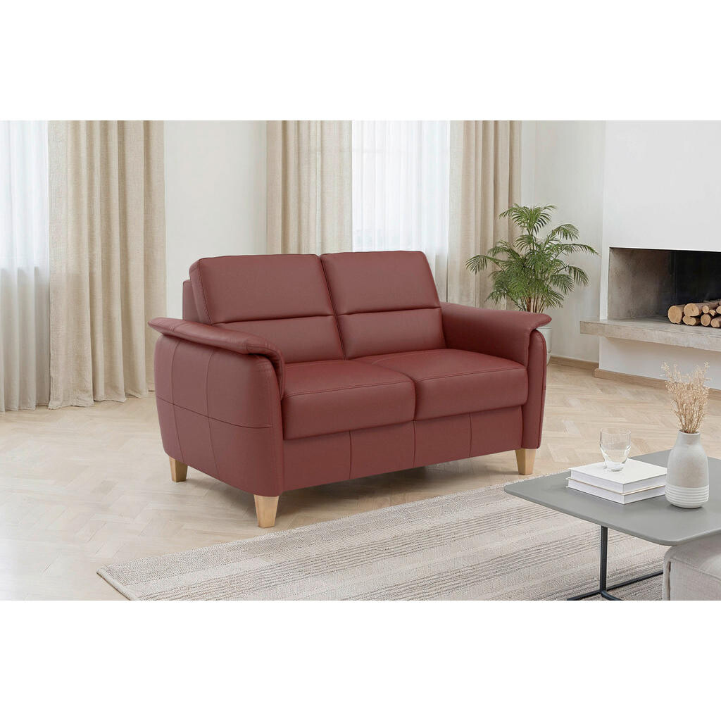 Sit & More DVOJMIESTNA POHOVKA, červenohnedá, pravá koža