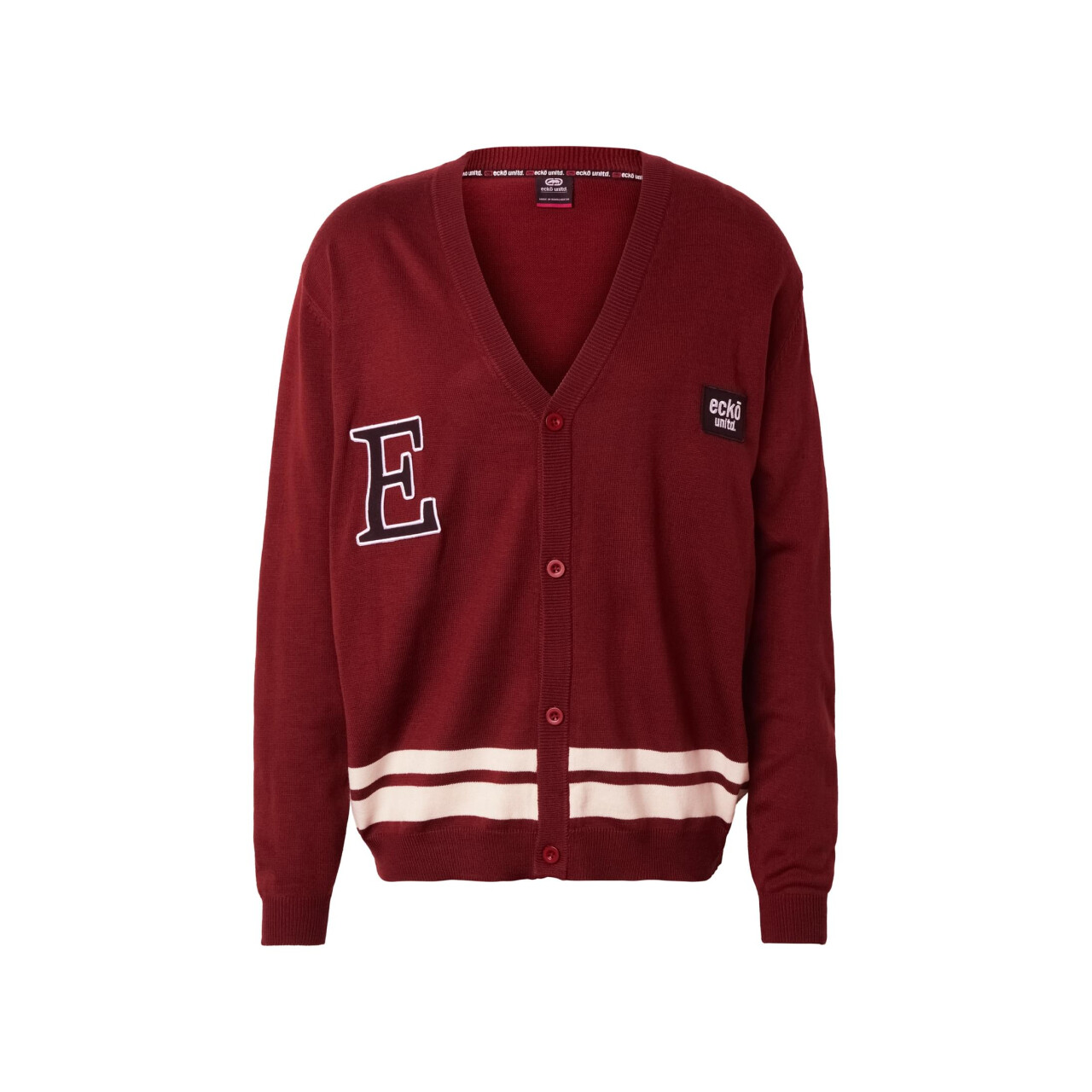 Sveter Ecko Unltd. College Stickjacken - červený-biely, XXL