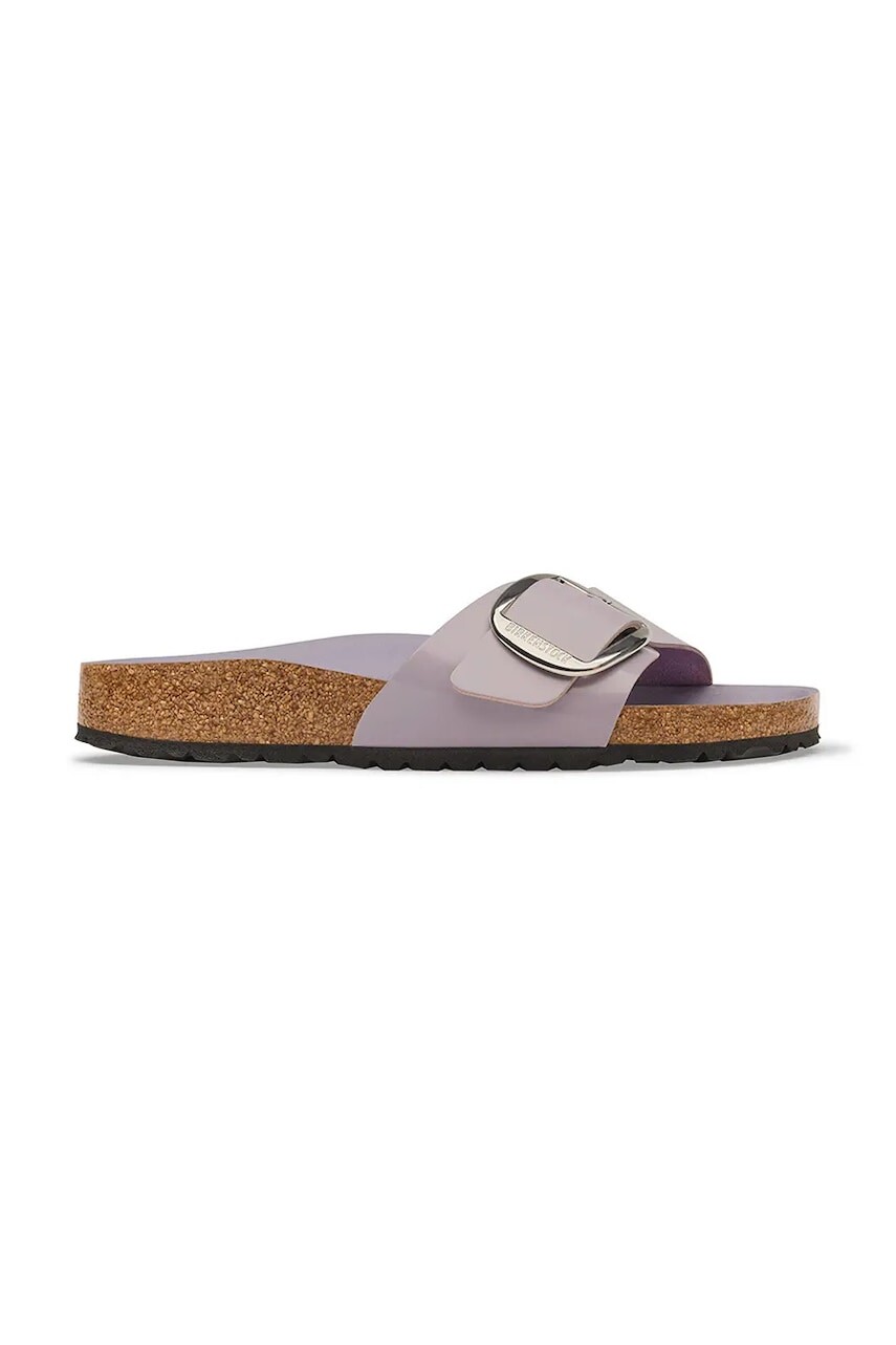 Birkenstock šľapky dámske kožené Madrid Big Buckle Natural Leather Patent
