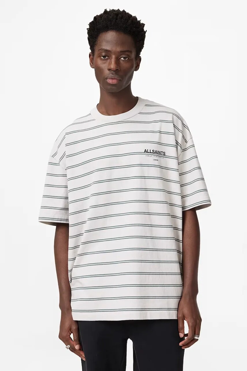 AllSaints tričko pánske bavlnené UNDERGRND STRIPE SS