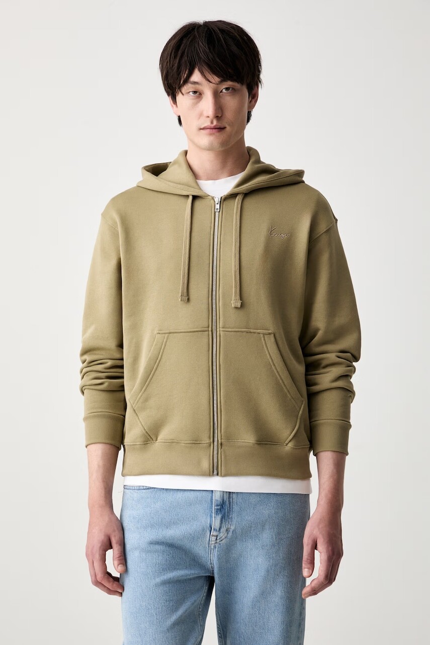 Kenzo mikina na zips s kapucňou pánska bavlnená