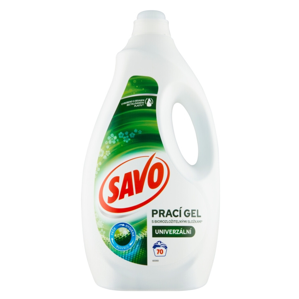 SAVO Prací gél Univerzálny 70 praní 3,5 l, poškodený obal