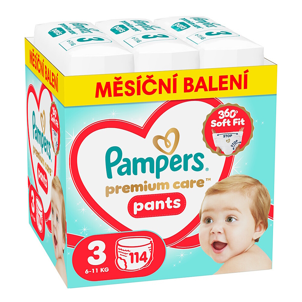 PAMPERS Premium care 3 plienkové nohavičky 6-11 kg 114 kusov
