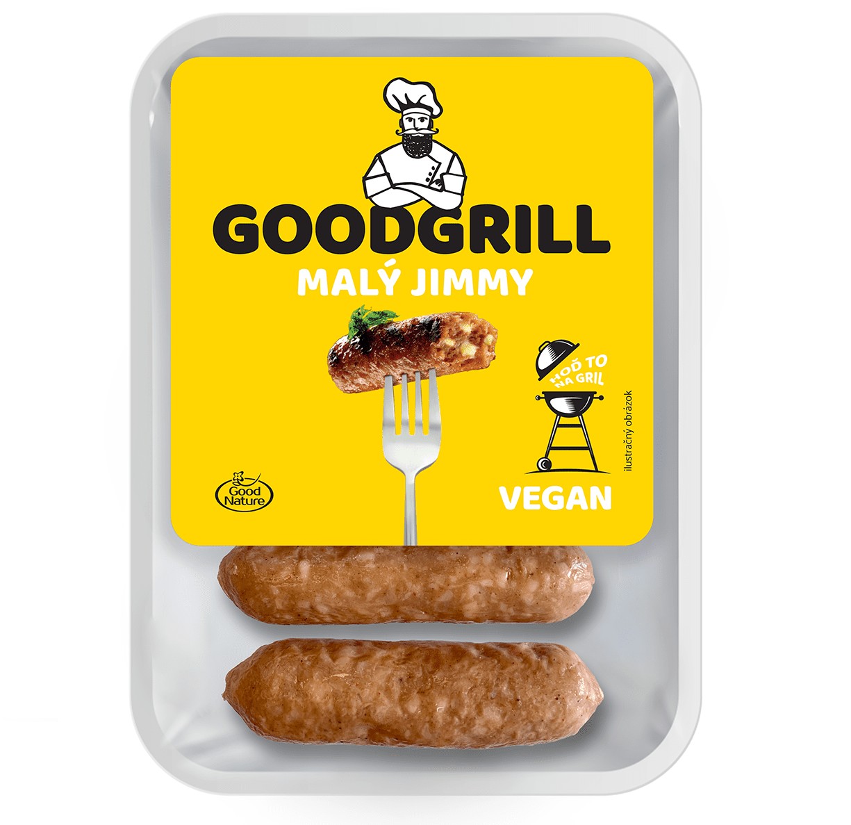 Klobásky na gril s kúskami syra v jedlom črievku MALÝ JIMMY, 200 g VEGAN