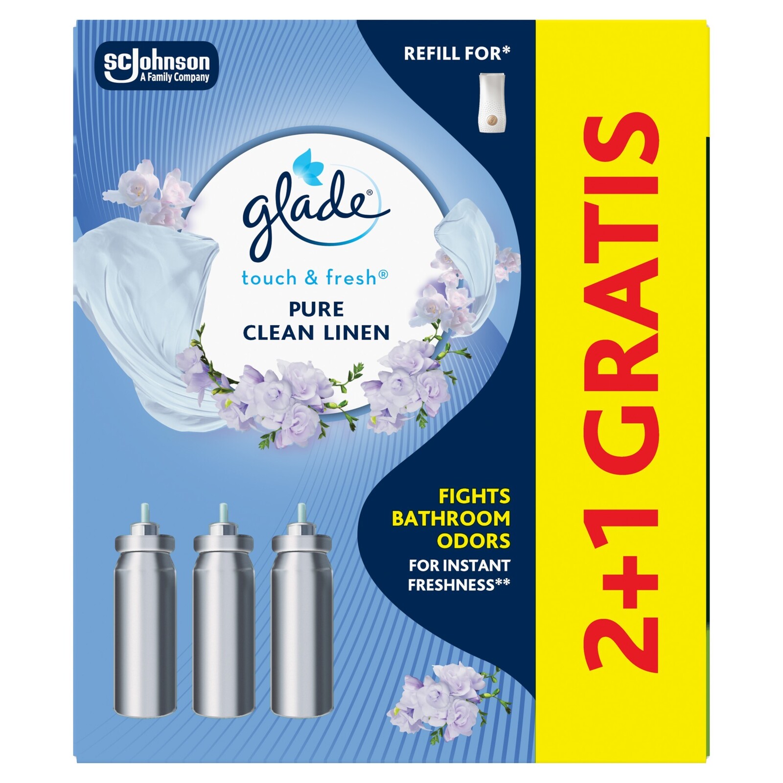 Glade Súprava náplní do osviežovača vzduchu Touch & Fresh Pure Clean Linen 2+1