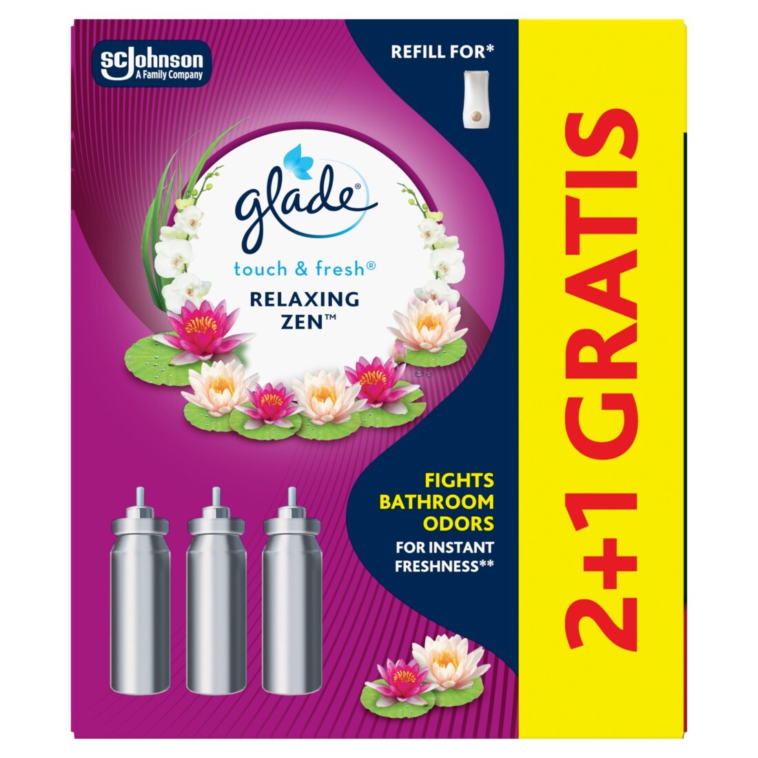 Glade Sada náplní do osviežovača vzduchu Touch & Fresh Relaxing Zen 2+1