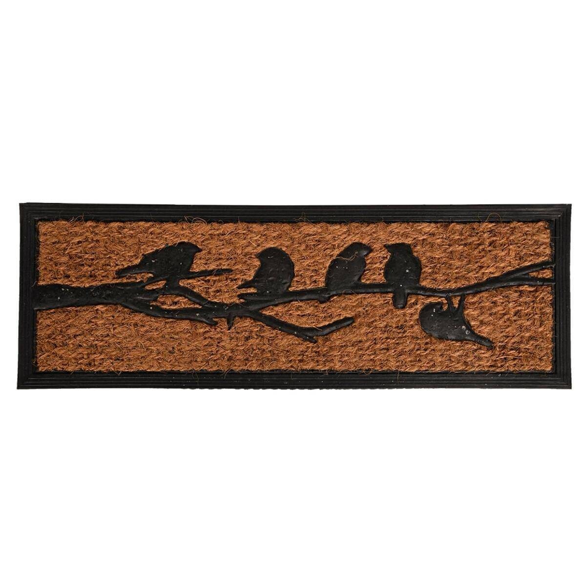 Kokosová rohožka Birds 75 x 25 cm černá/hnědá