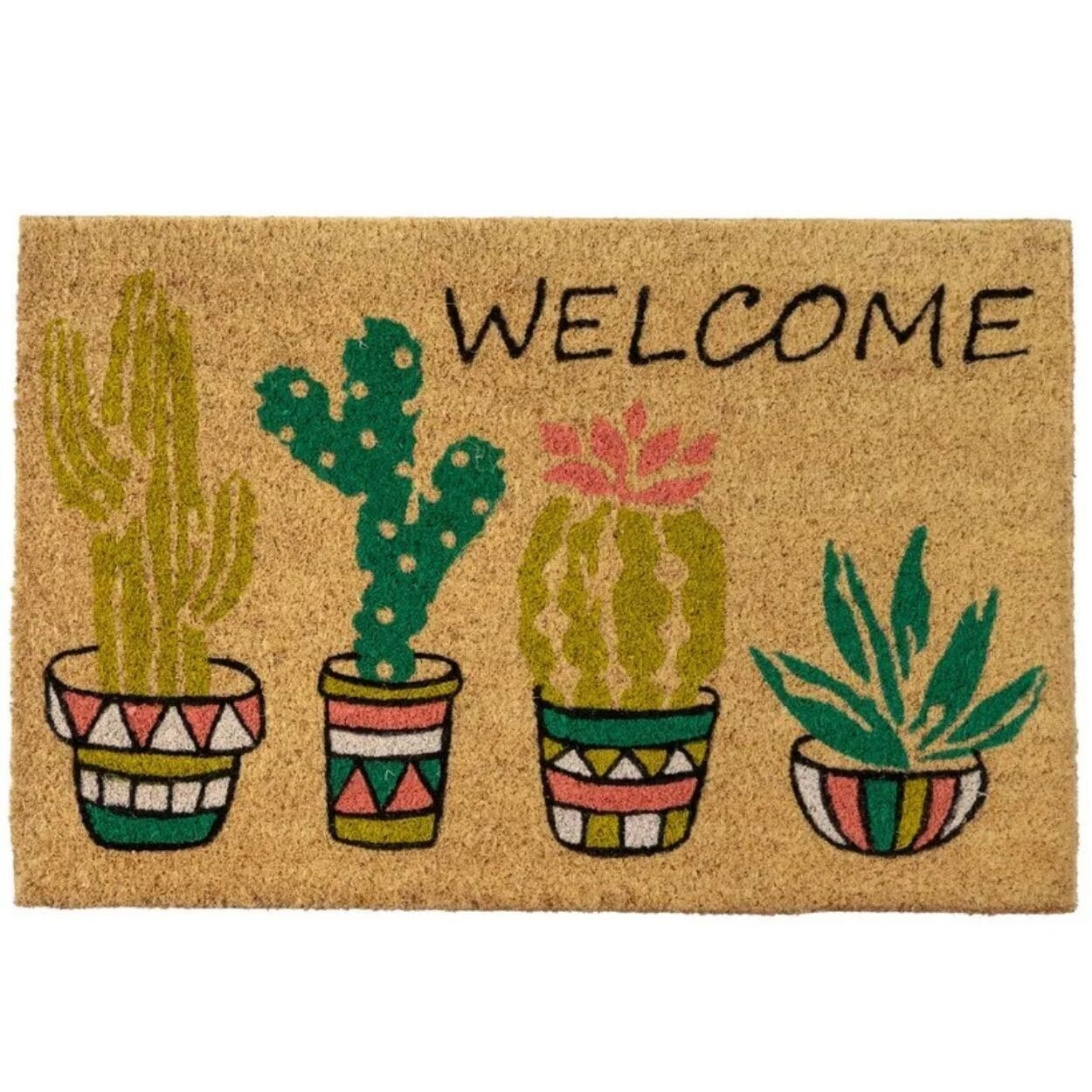 Kokosová rohožka Cactus 60x40 cm hnědá/vícebarevná