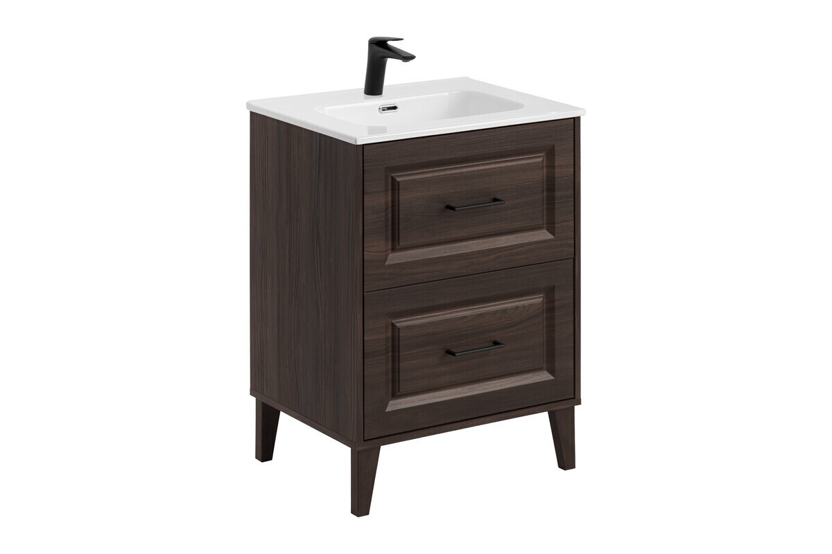 Koupelnová skříňka Dorothy Go se zápustným umyvadlem a baterií 60 cm dub ristretto