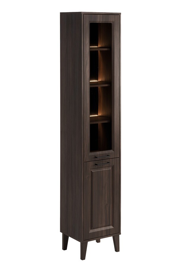 Vysoká koupelnová skříňka Dorothy s LED osvětlením 80-40-2D dub ristretto