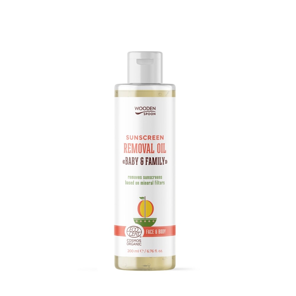 Organický sprchový olej na odstránenie SPF krému Mango Baby & Family Wooden Spoon 200ml