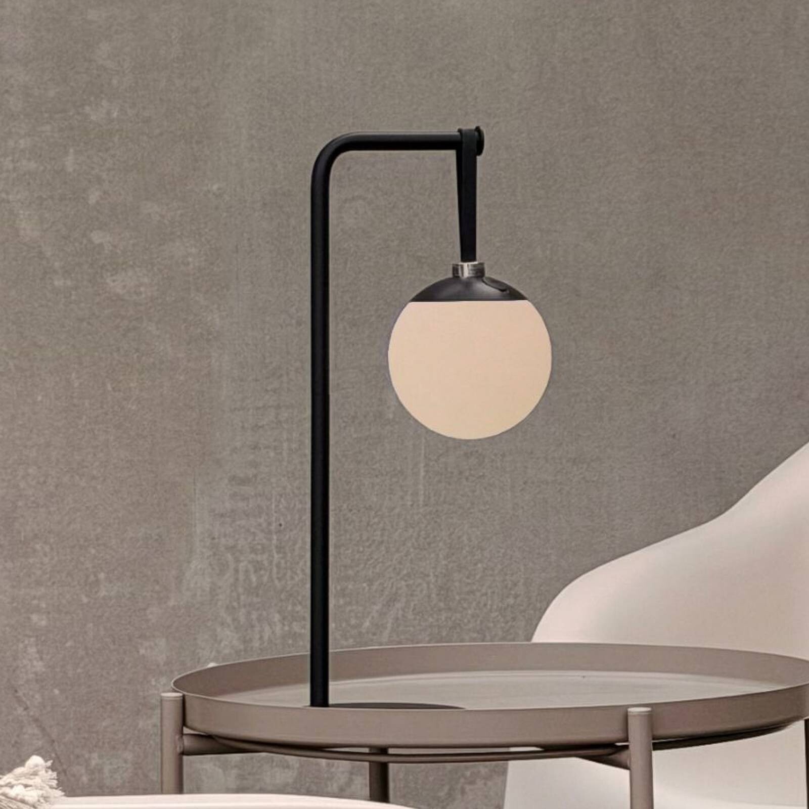 Dyberg Larsen LED dekoratívna lampa na akumulátor Odin, čierna/biela, IP44