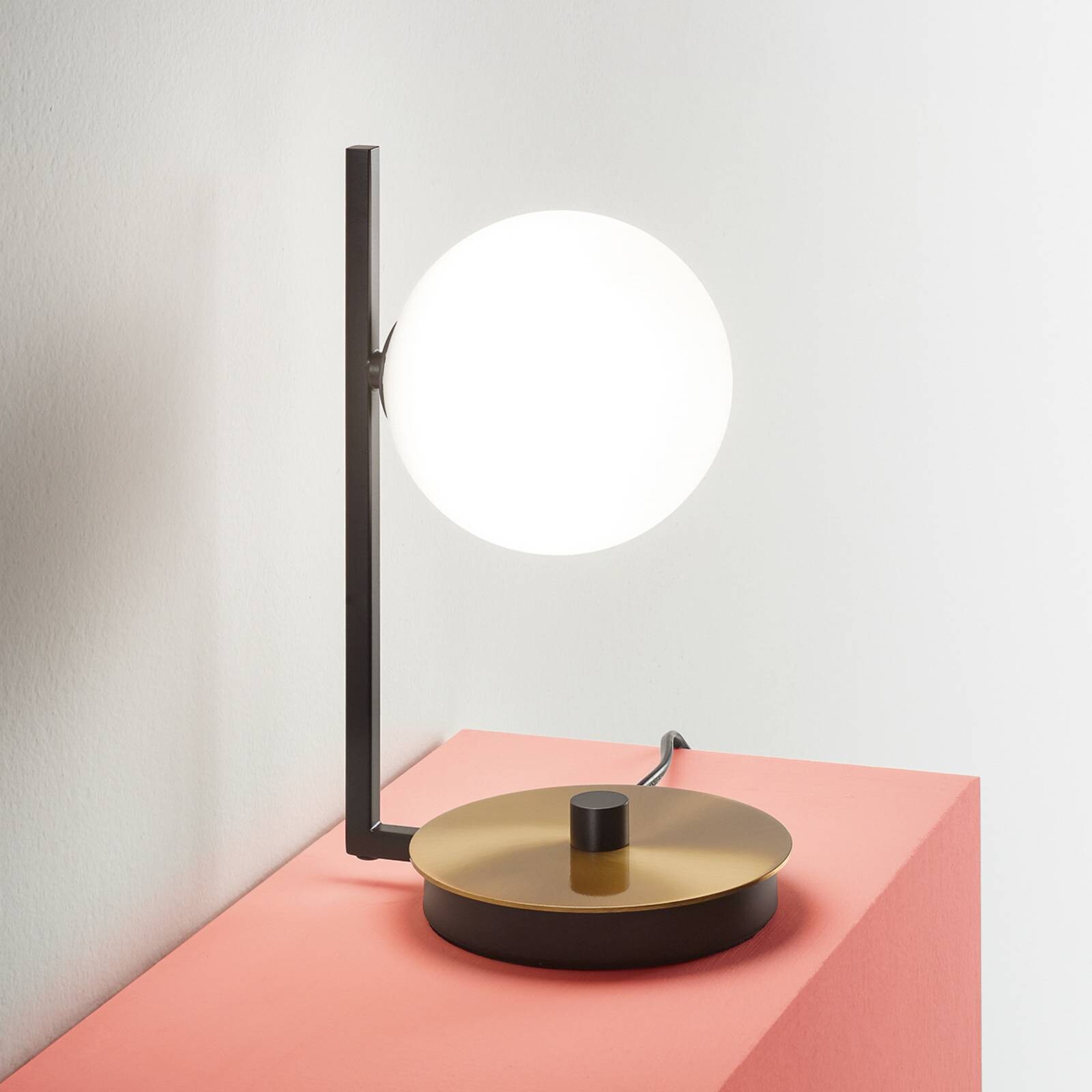Stolová lampa IDEAL LUX Birds, čierna/mosadz, výška 26 cm, kov
