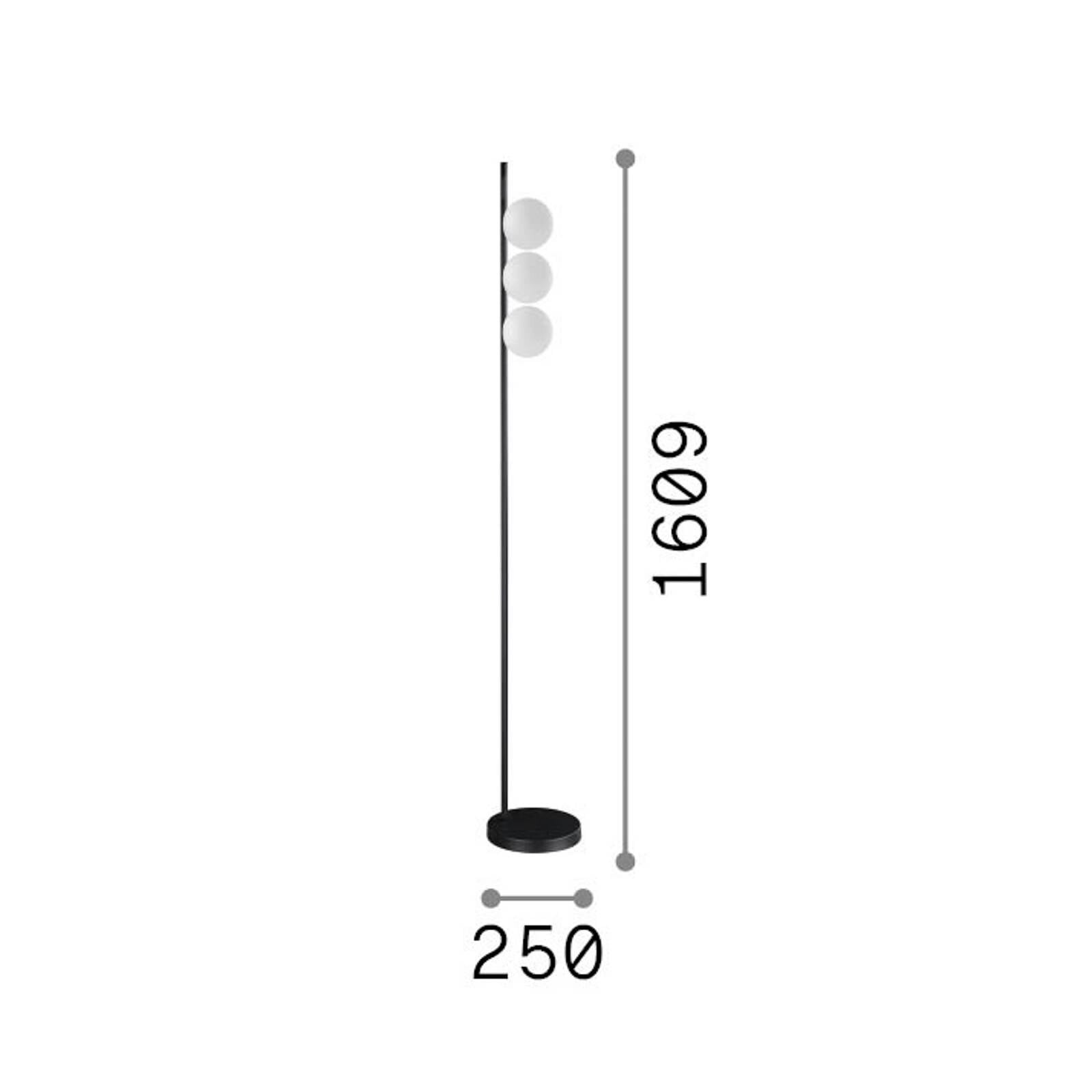Stojacia lampa IDEAL LUX Binomio, čierna, 160 cm, kovová, 3-pl.