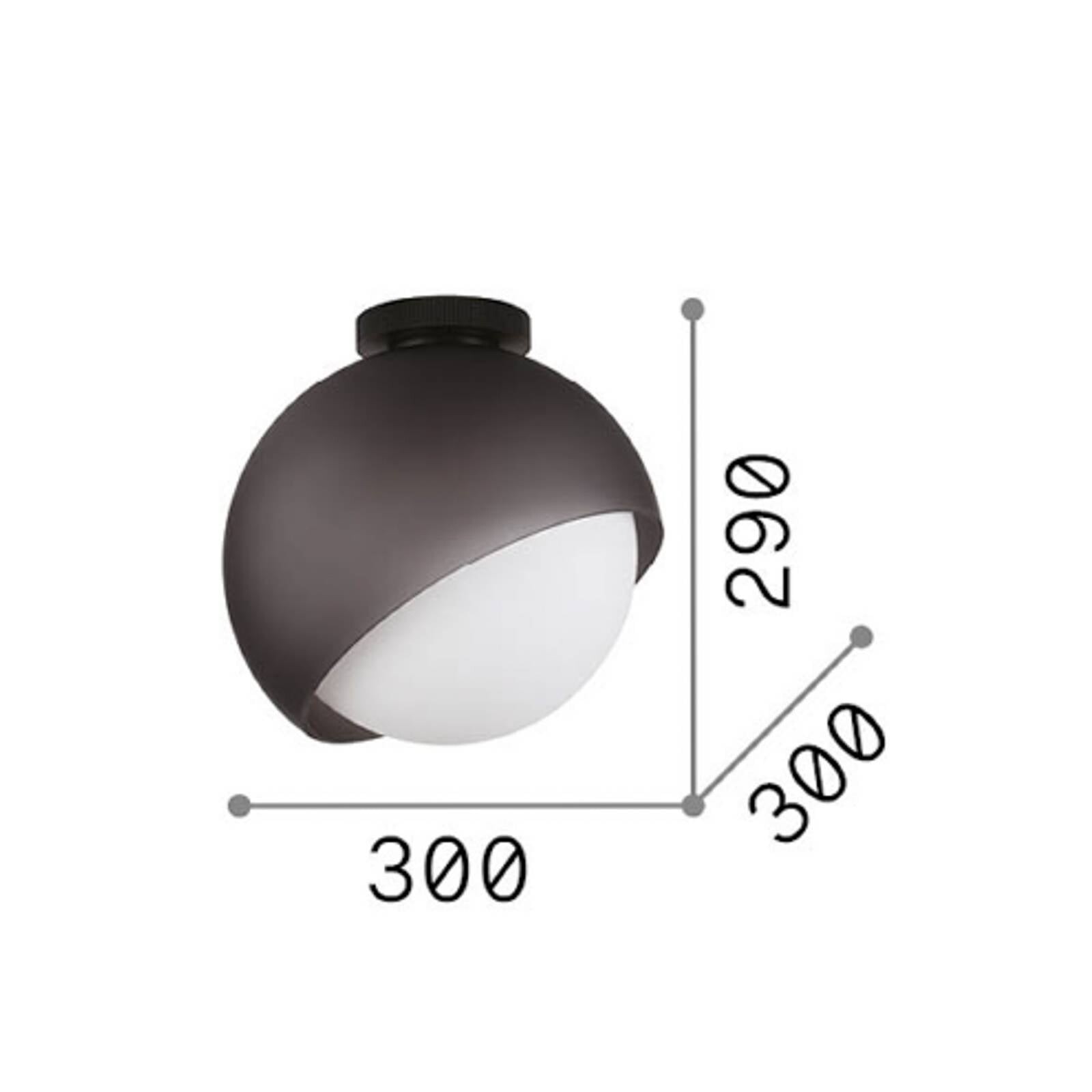 Stropné svietidlo IDEAL LUX Bloom, Ø 30 cm, čierne, kov/sklo