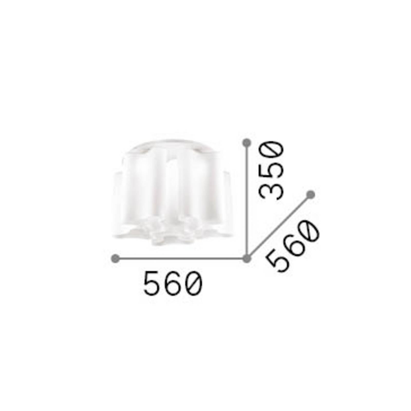 Stropné svietidlo IDEAL LUX Compo, Ø 56 cm, biele, kov/sklo