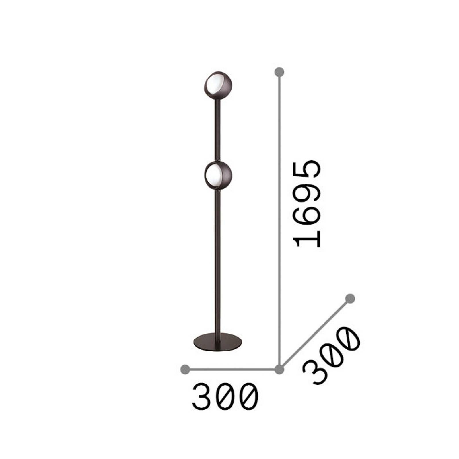 LED stojacia lampa IDEAL LUX Bloom, výška 170 cm, mosadz, 2-pl.
