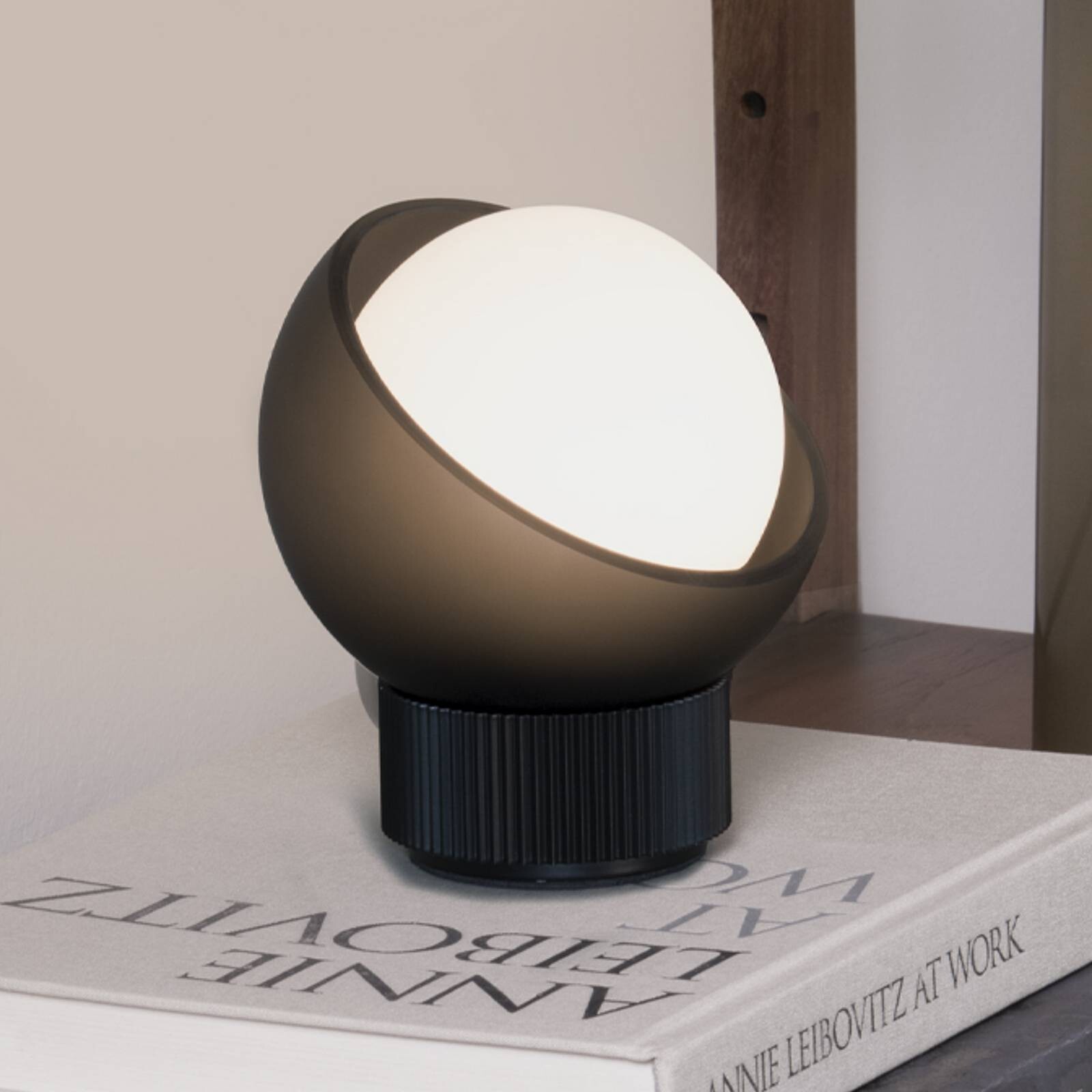Stolová lampa IDEAL LUX Bloom, čierna/tmavošedá, výška 13 cm