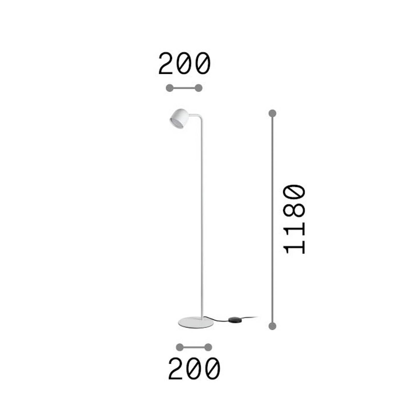 Stojacia lampa IDEAL LUX Dodo, čierna, výška 118 cm, kovový stmievač