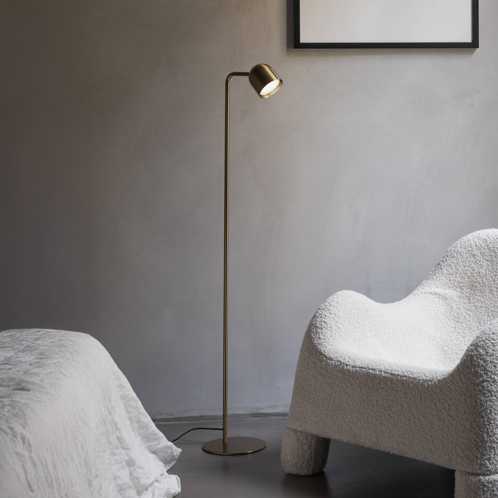 Stojacia lampa IDEAL LUX Dodo, mosadz, výška 118 cm, kov, stmievač