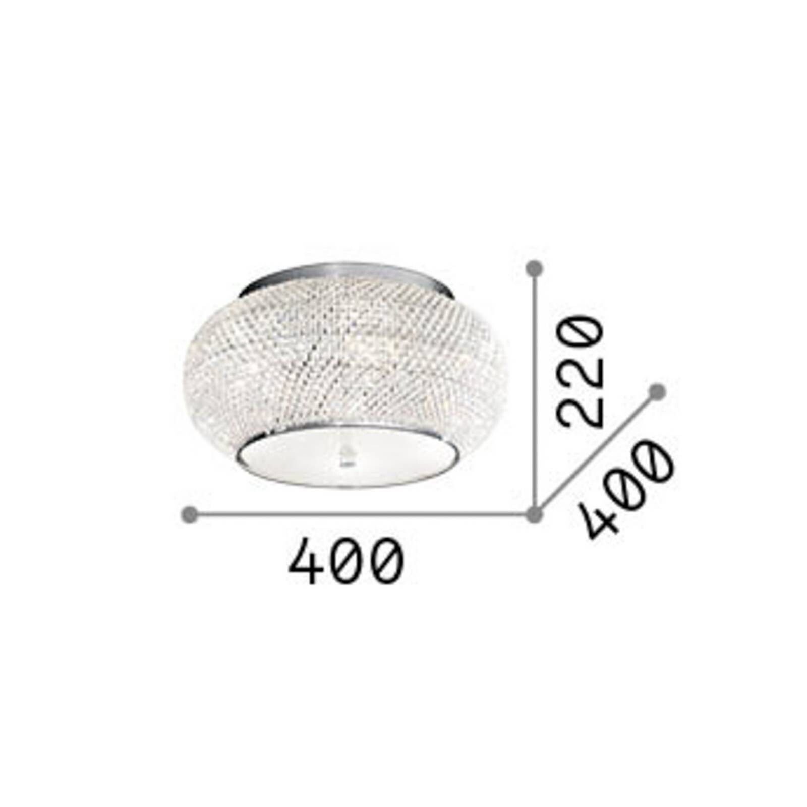 Stropné svietidlo IDEAL LUX Pasha, zlatá/číra, Ø 40 cm, sklo