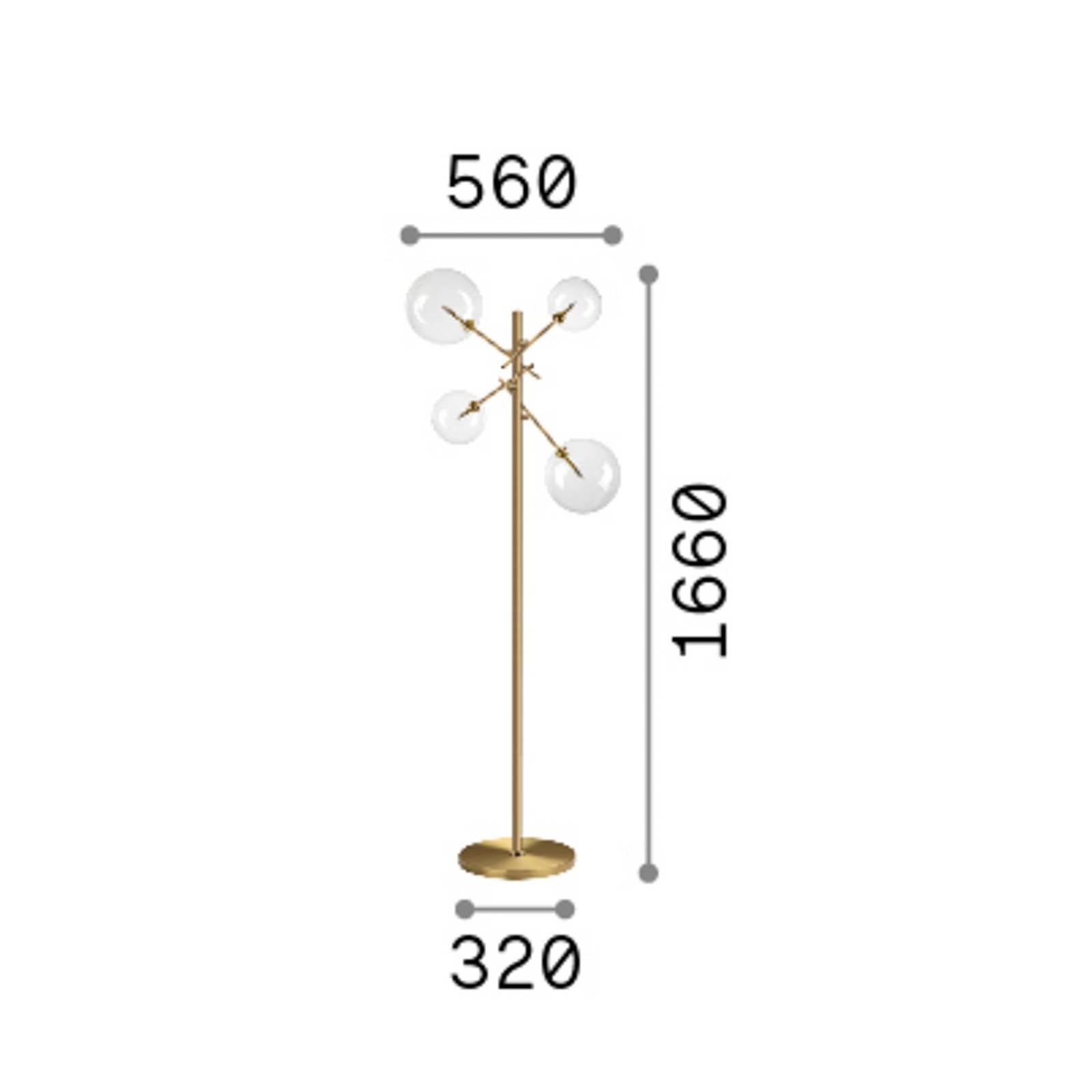 Stojacia lampa IDEAL LUX Equinoxe, chróm/číra, výška 166 cm