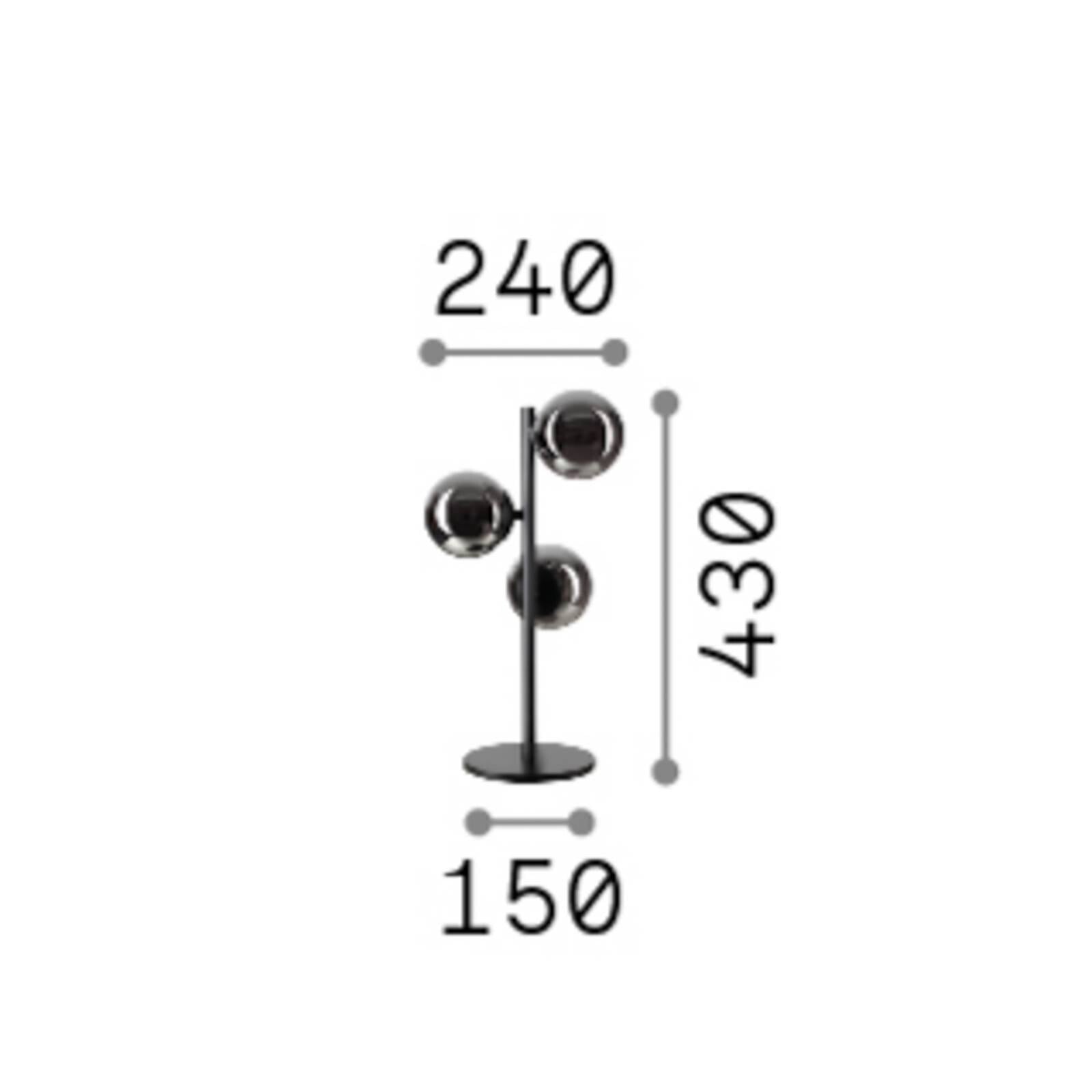 Stolová lampa IDEAL LUX Perlage, mosadz/biela, výška 43 cm, 3-pl. žiarovka