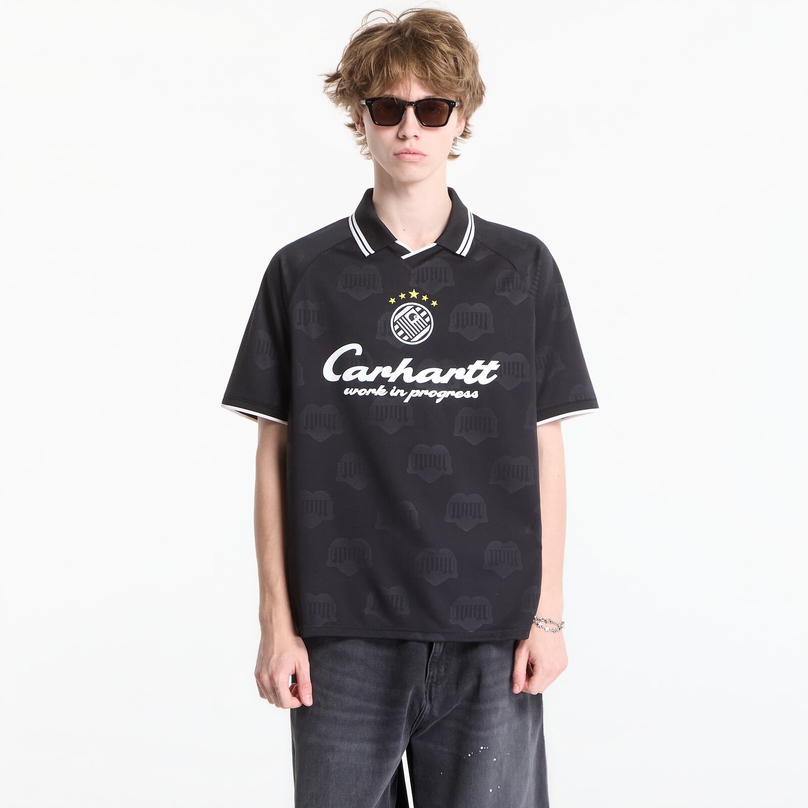 Tričko Carhartt WIP S/S Terrace Football T-Shirt UNISEX Heart Train Jacquard, Black L
