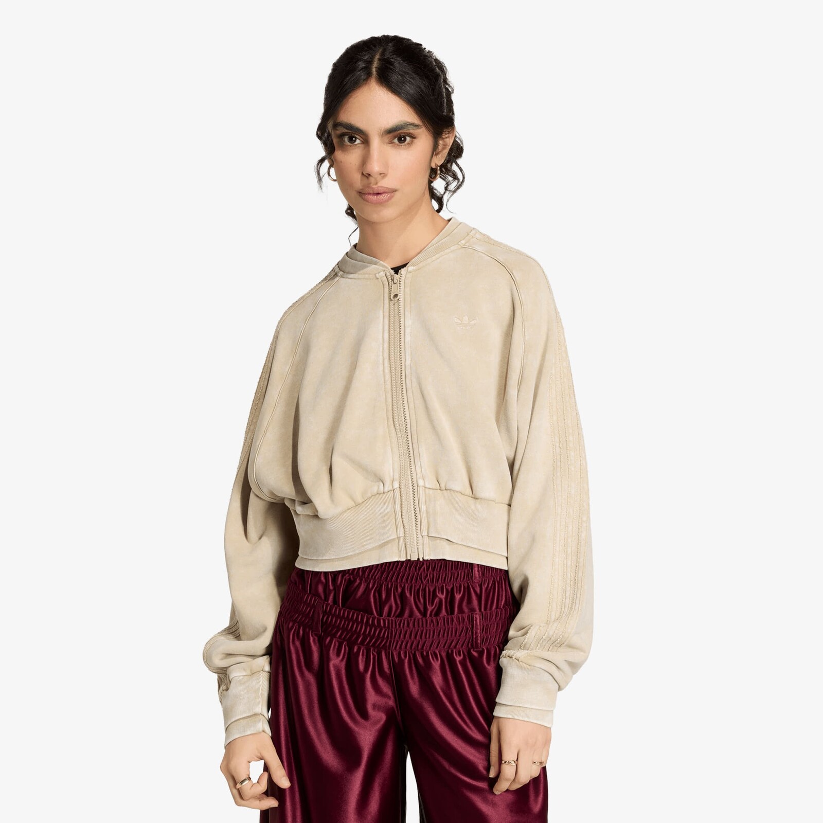 Mikina adidas Sst Double Layered Cropped Track Top Khaki Three XS