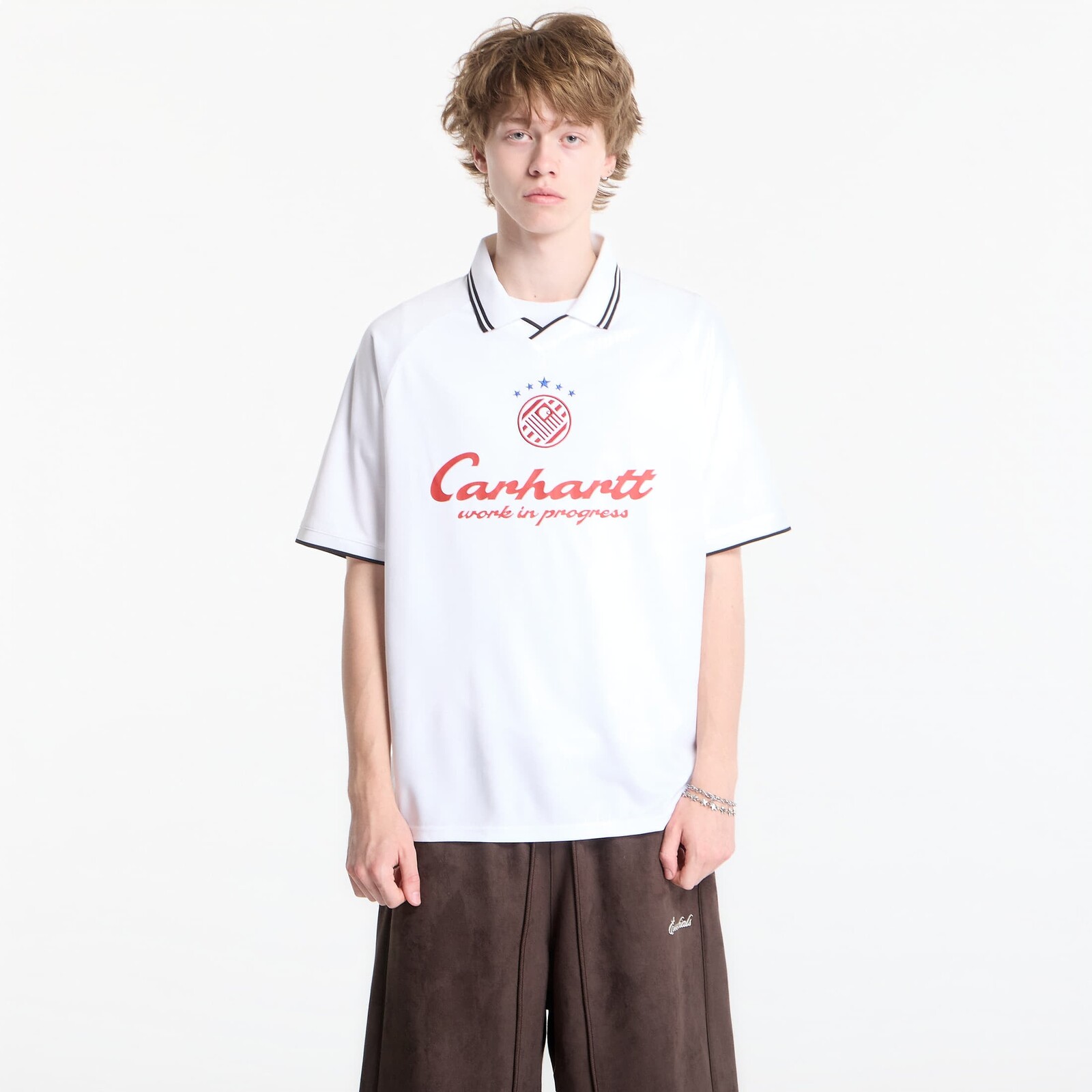 Tričko Carhartt WIP S/S Terrace Football T-Shirt UNISEX Heart Train Jacquard, White XL