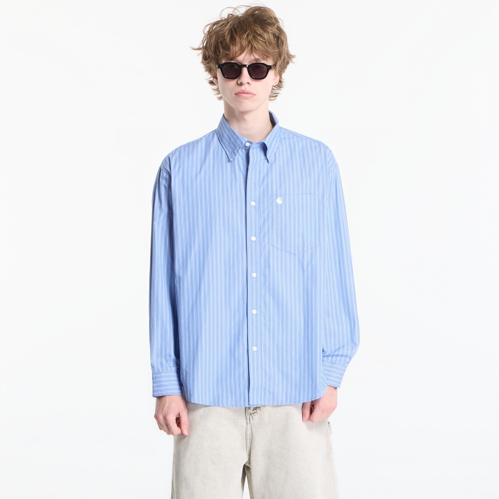Košeľa Carhartt WIP L/S Keene Shirt UNISEX Keene Stripe, Curacao XL