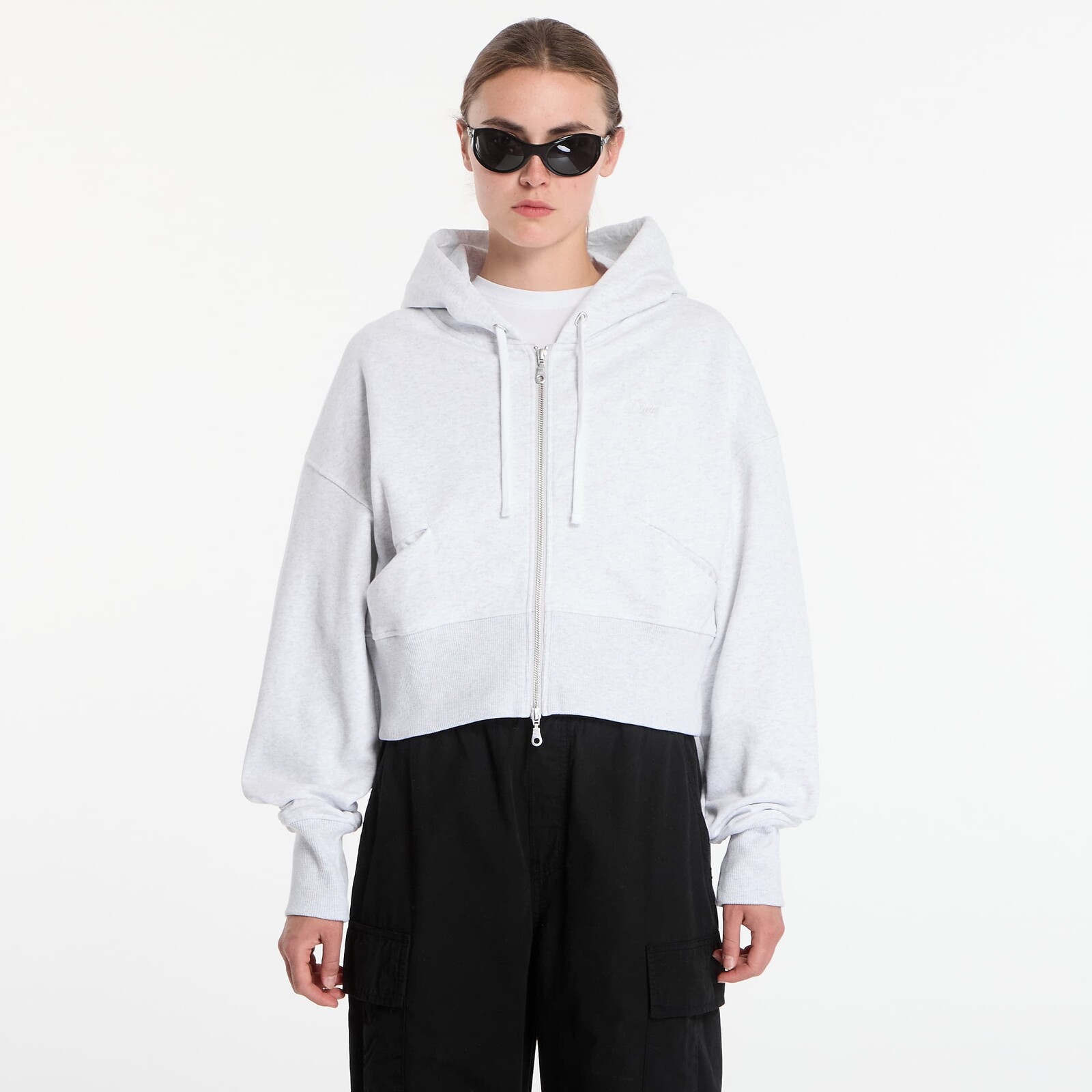 Mikina Dime Cropped Zip Hoodie Ash M