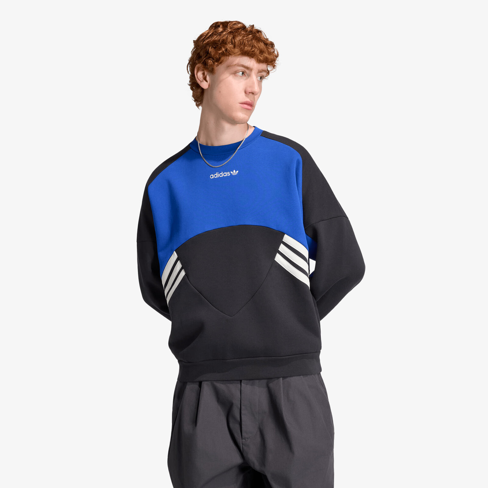 Mikina adidas Cutline Crewneck Sweatshirt Black/ Team Royal Blue XL