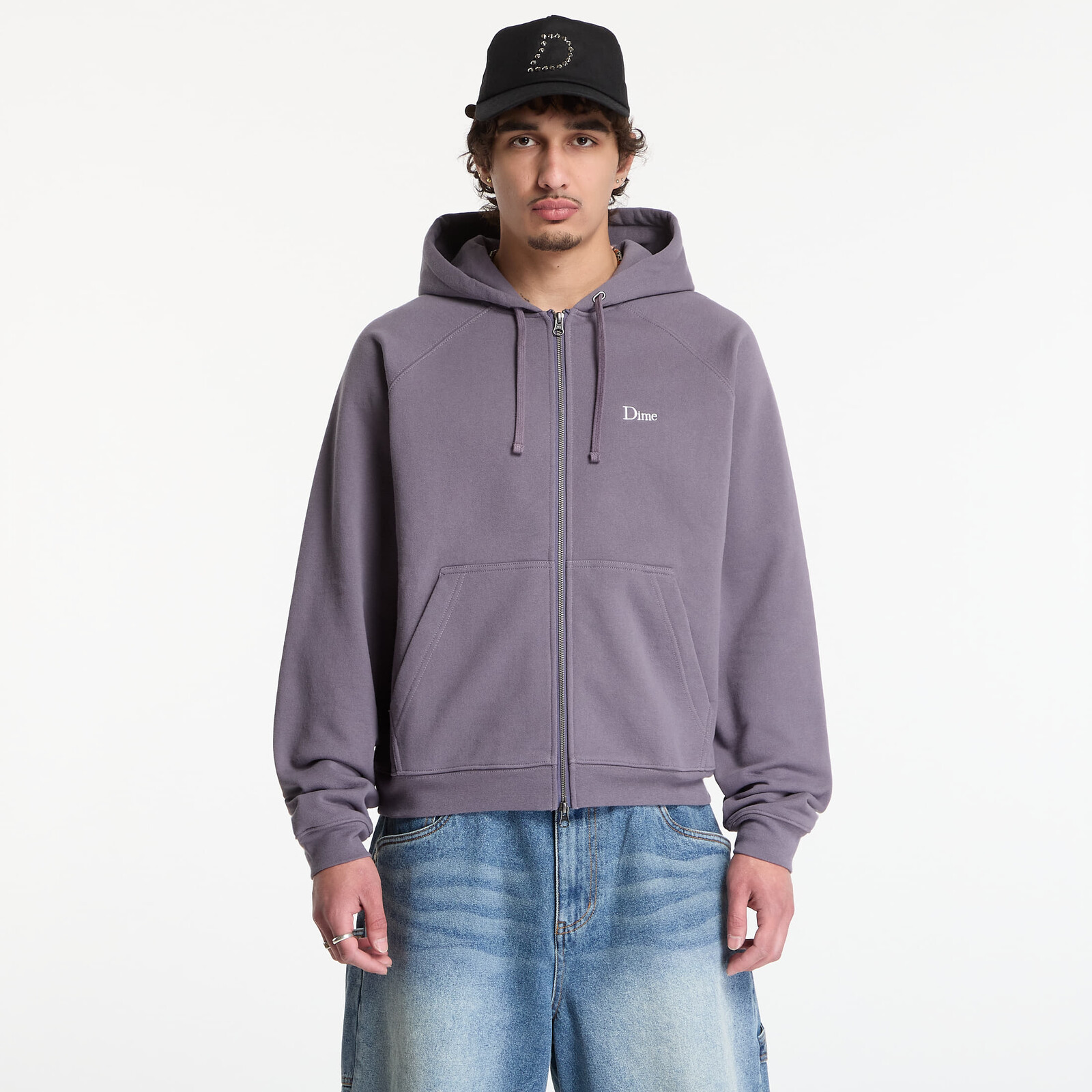 Mikina Dime Classic Small Logo Zip Hoodie UNISEX Charcoal Grape M
