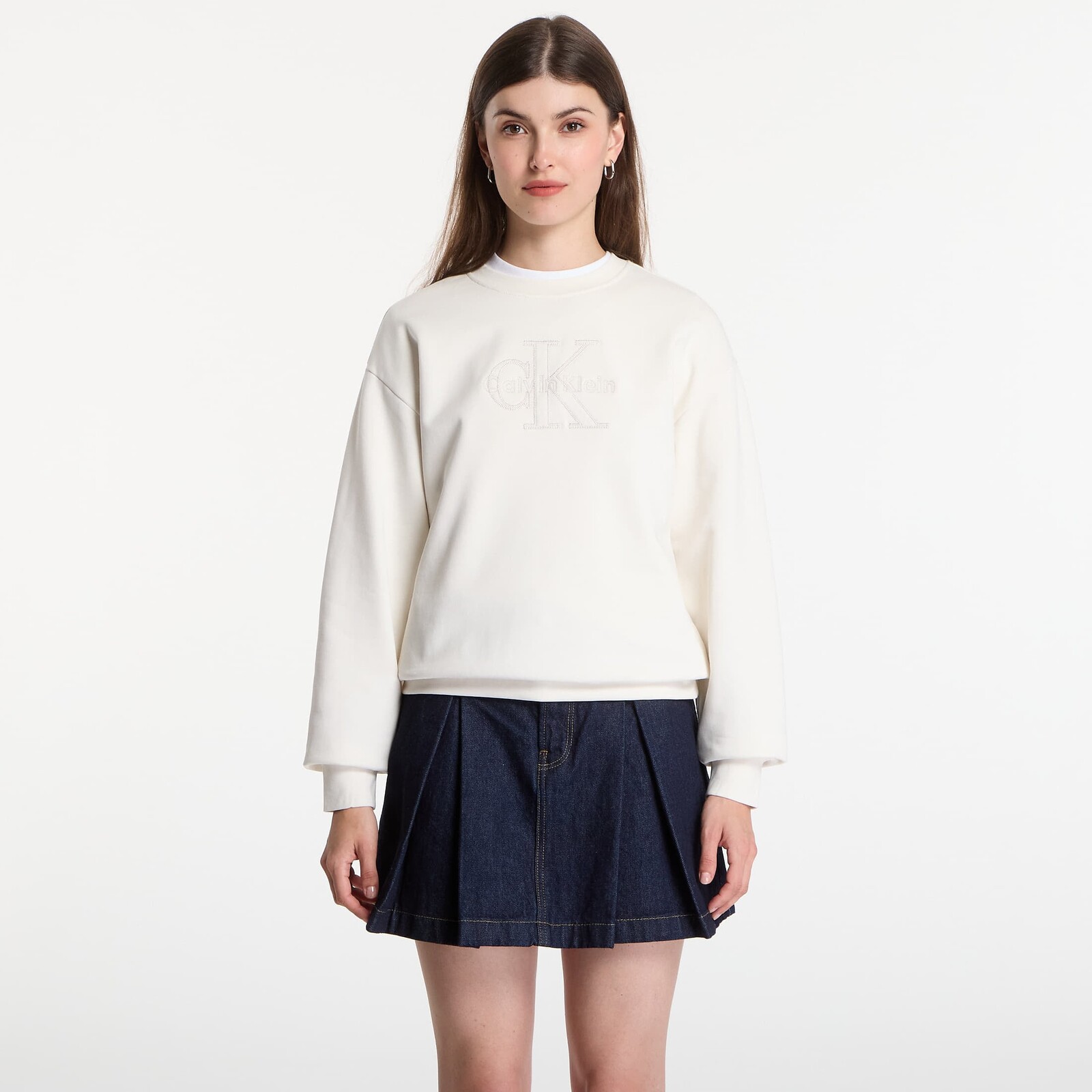 Mikina Calvin Klein Jeans Ls Baby Terry Seasonal Monologo Hoodie Tofu M