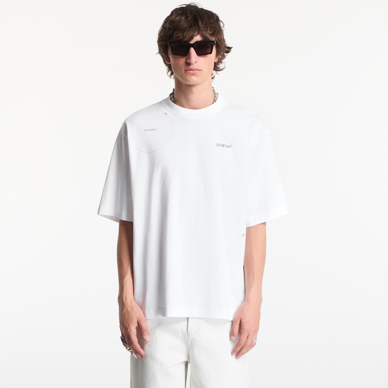 Tričko Off-White Cut Here Skate Tee UNISEX White-Black L