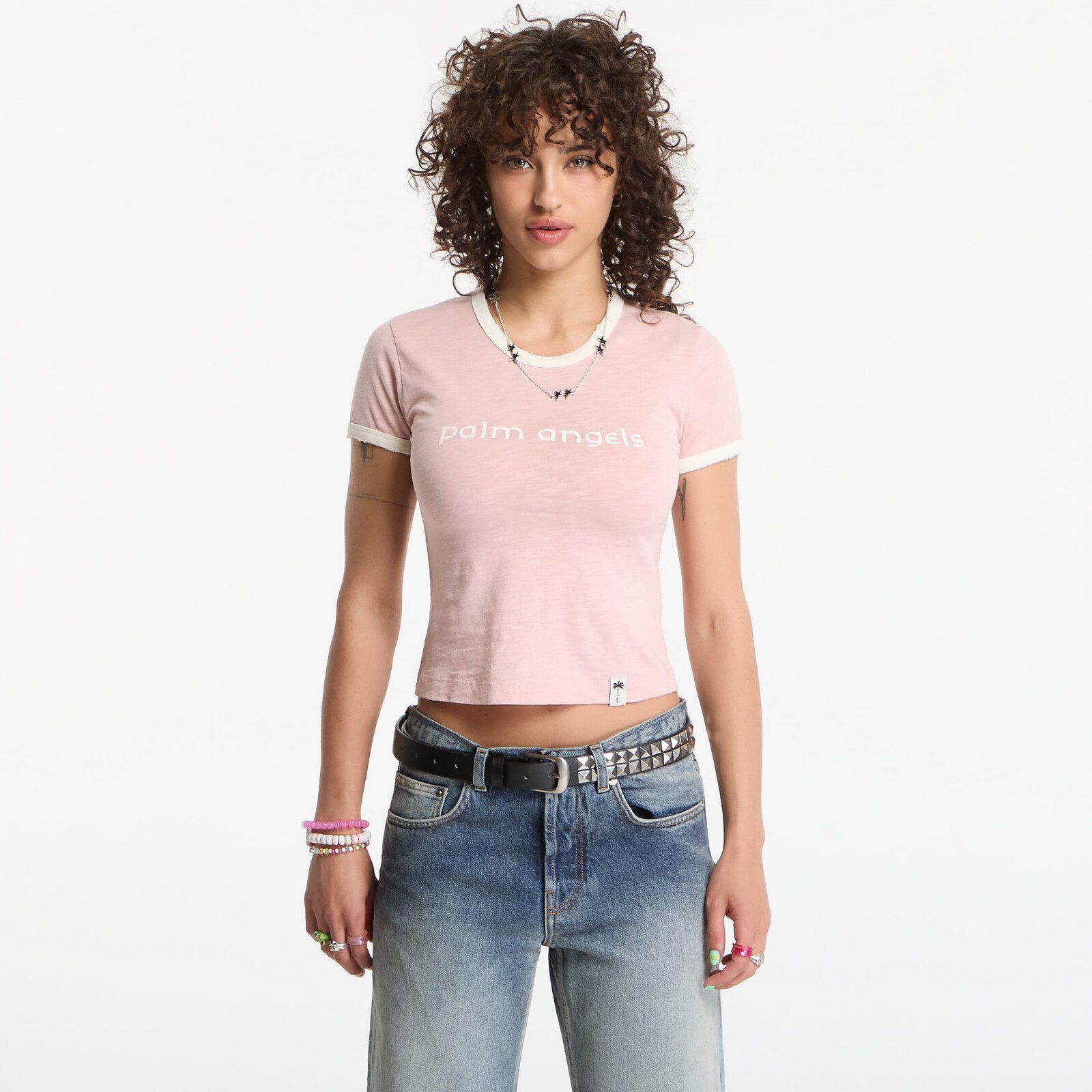 Tričko Palm Angels Hollywood Slim Tee Rose Pink/ Off White L