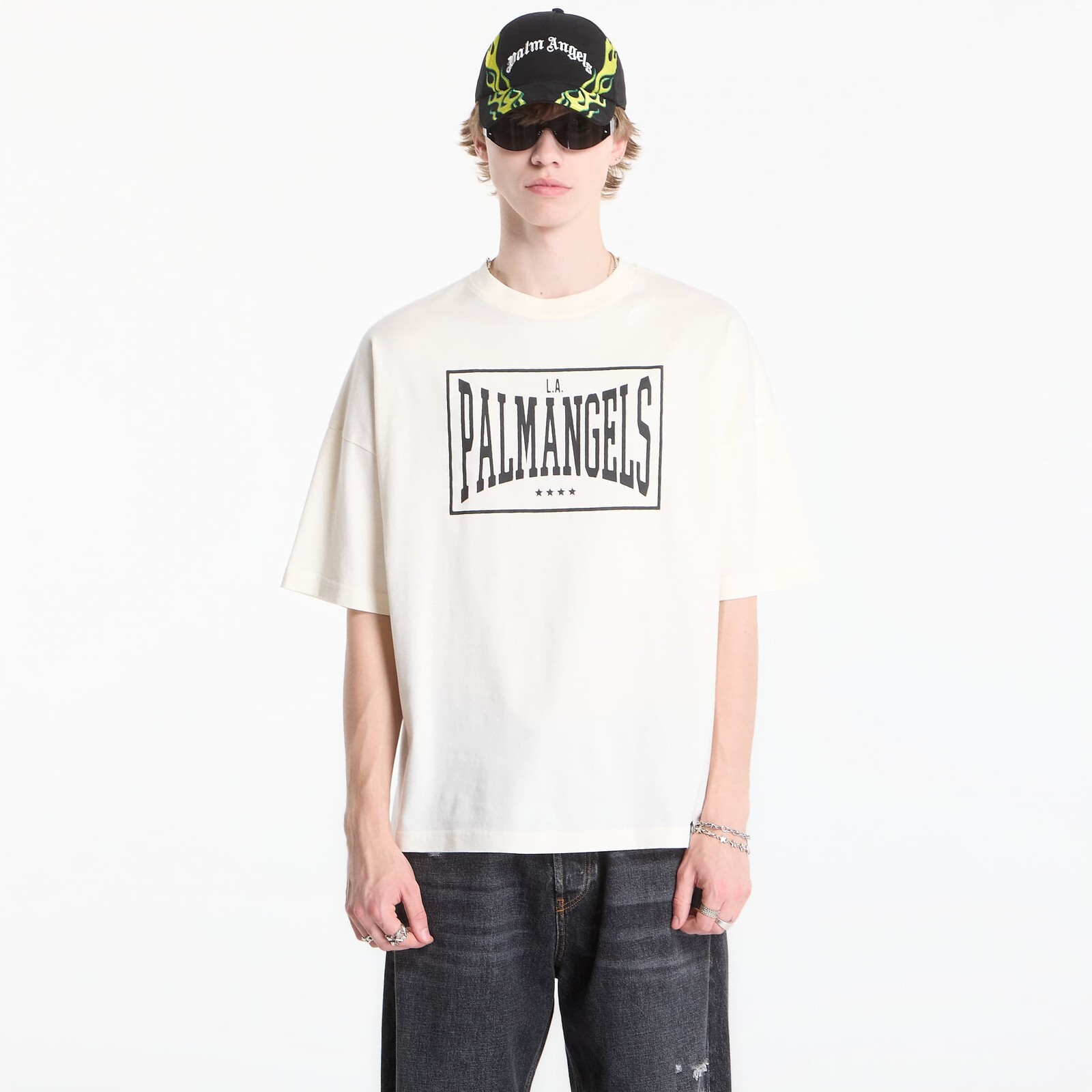 Tričko Palm Angels Vintage Box Logo Loose Tee Off White/ Black XL