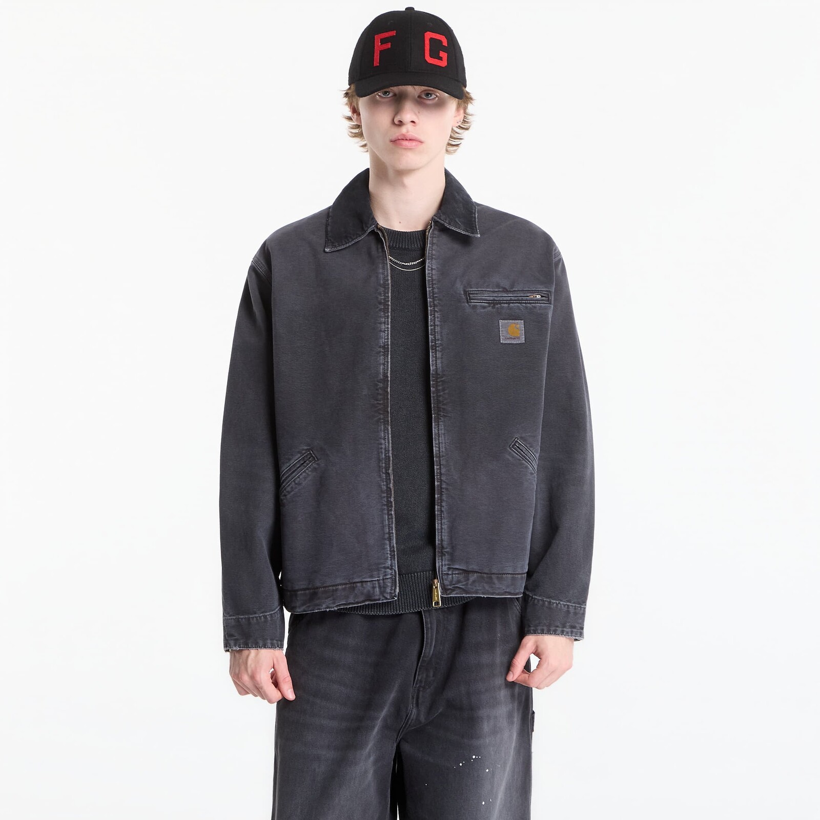 Bunda Carhartt WIP OG Detroit Jacket UNISEX Black/ Black Destroy Wash M