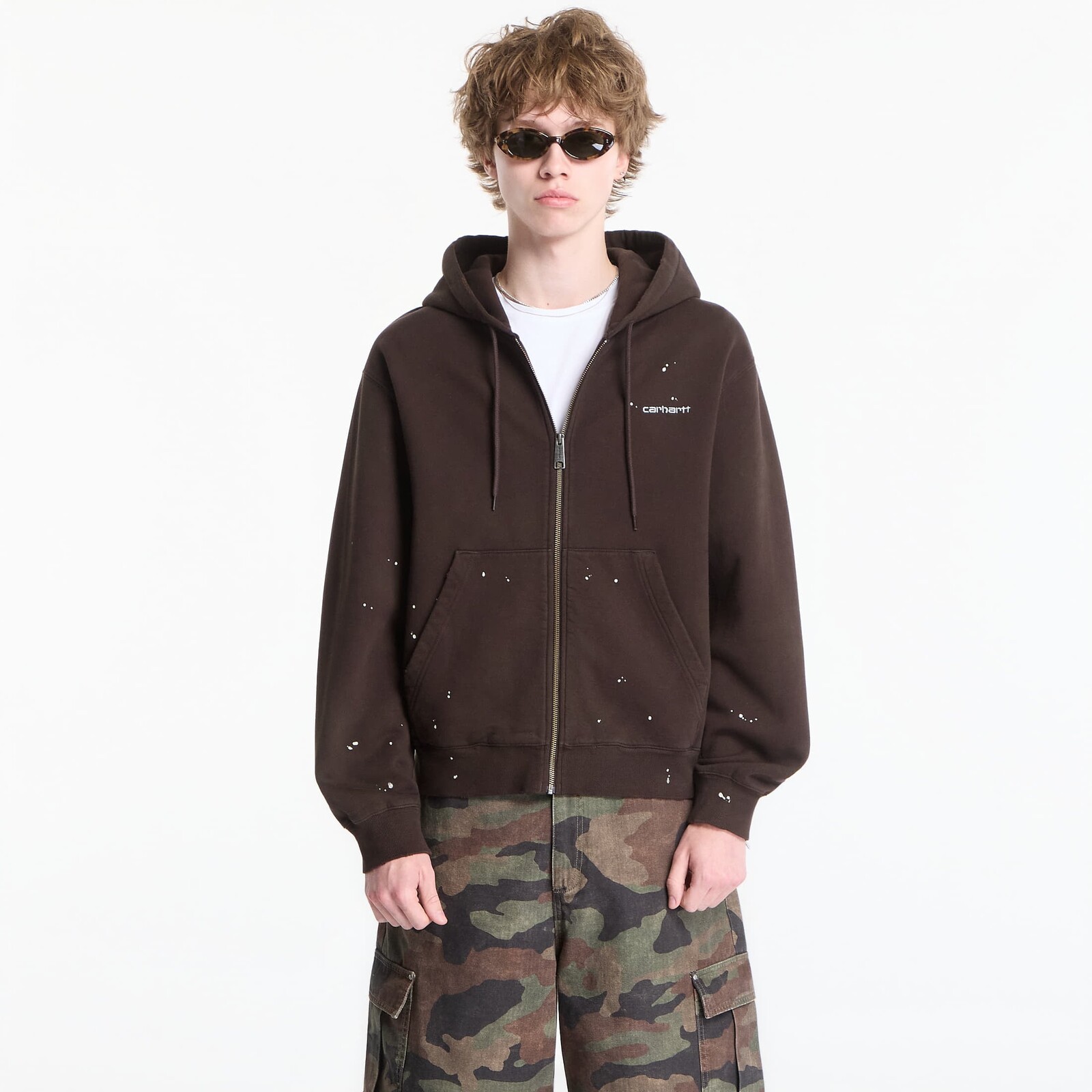 Mikina Carhartt WIP Hooded Painter Jacket UNISEX Tobacco Destroy Wash, Splatter M