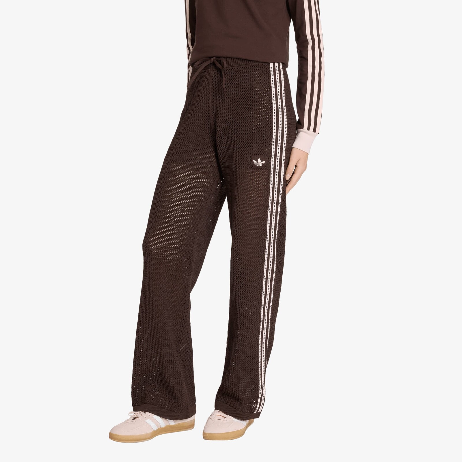 Tepláky adidas Knitted Crochet Firebird Tracksuit Bottoms Aurora Coffee L