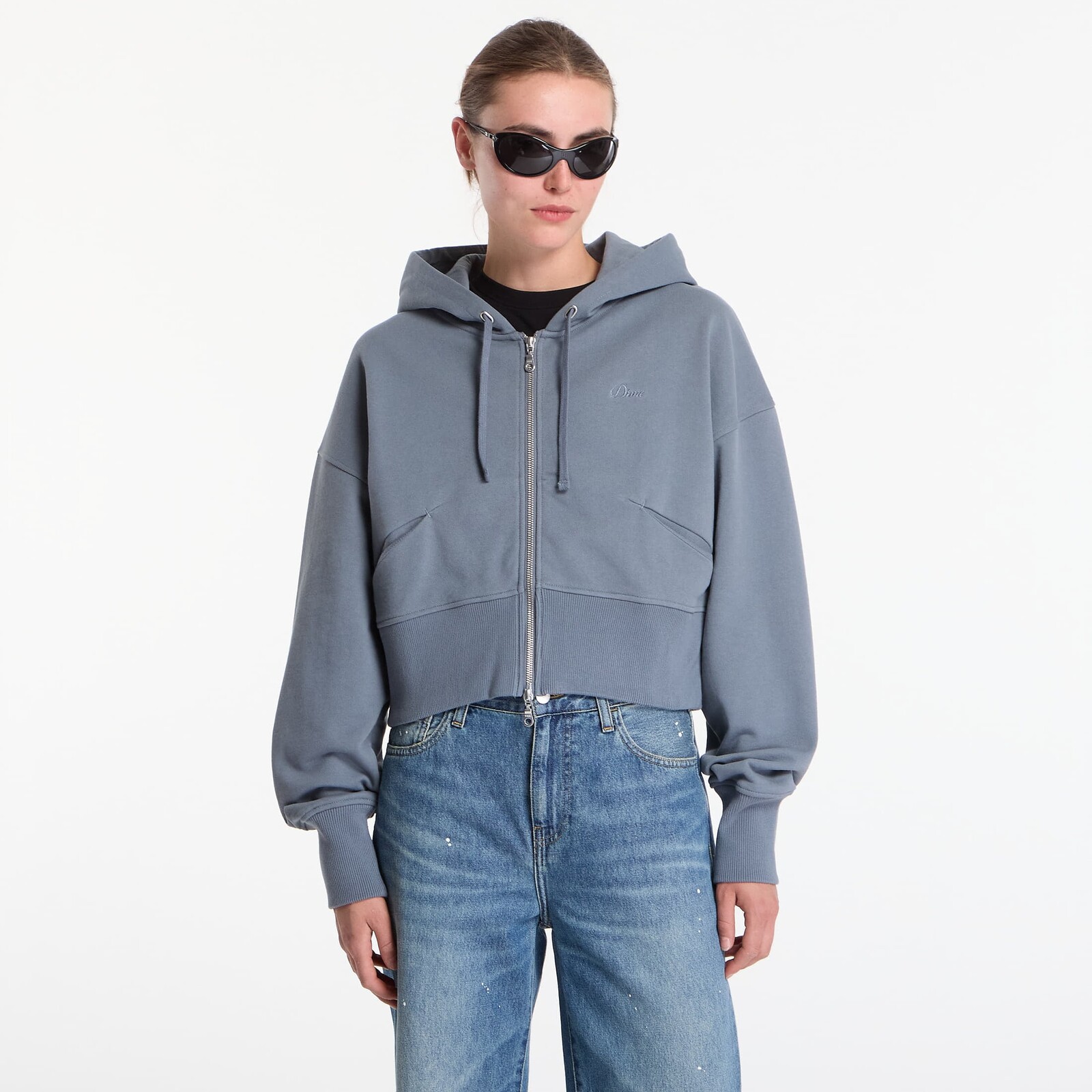 Mikina Dime Cropped Zip Hoodie Granite XL