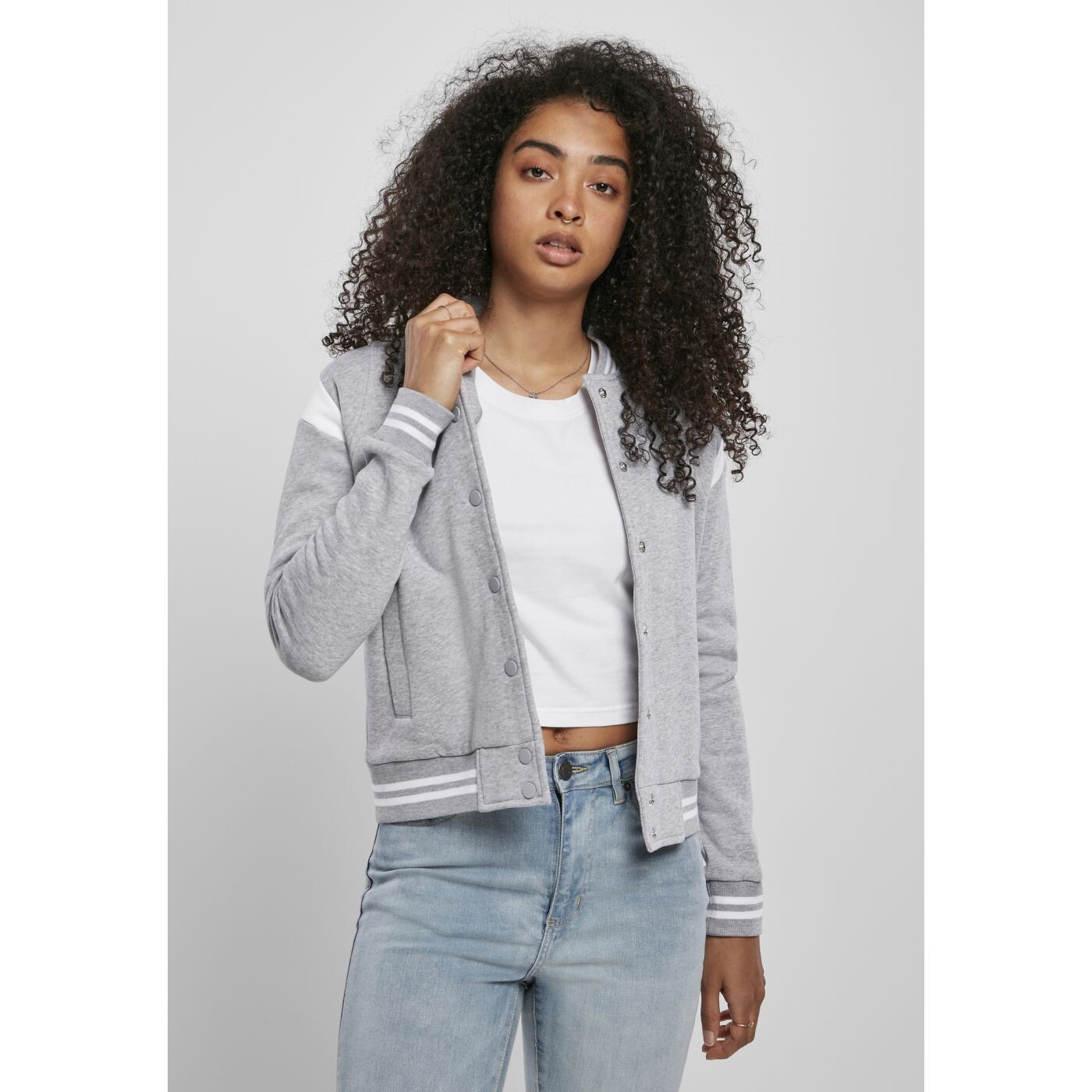 Women's Organic College Sweat Jacket Gray/White