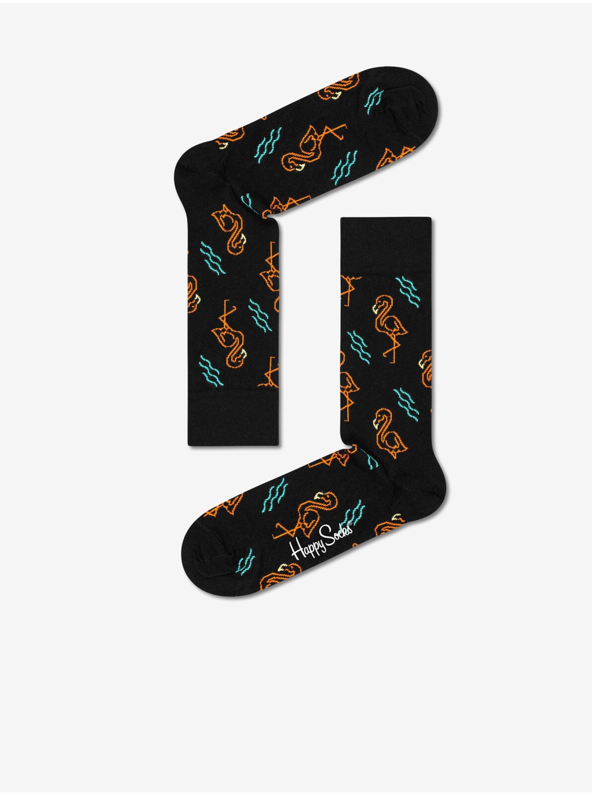 Ponožky - Happy Socks Flamingo Sock Black Čierna