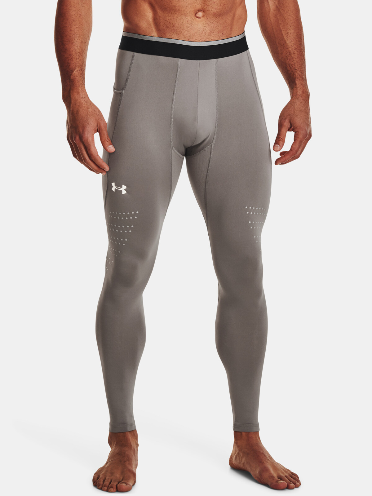 Nohavice - Under Armour M ColdGear Armour Leggings Grey Sivá