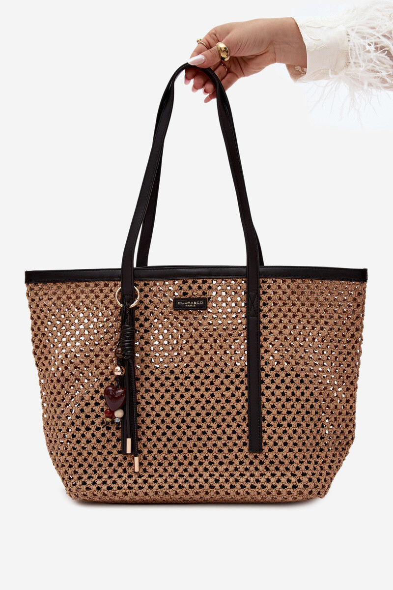 Čierna shopper taška Flora&Co s príveskom
