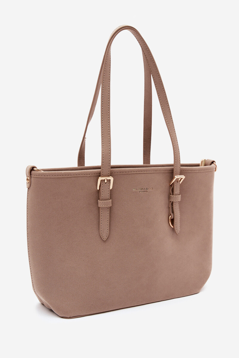 Flora&Co béžová shopper taška z umelej velúrovej kože
