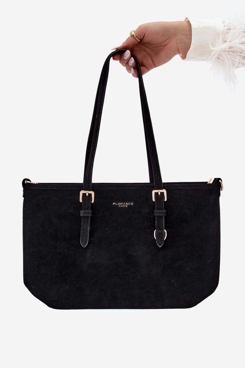 Čierna imitácia semišu shopper taška Araminta